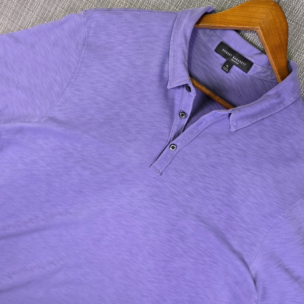 Robert Barakett Brightwood Slub Cotton Polo Shirt Mens XL Purple Short Sleeve